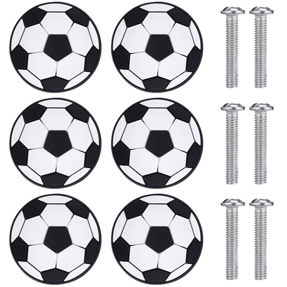6-Pack Football Door Pull Handles and Drawer Knobs Set for Kids' Bedroom, Nursery, Playroom Wall Decor Accessories