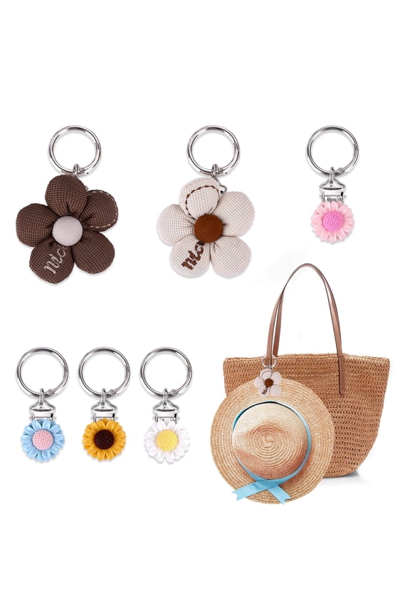6 Pcs Hat Clip for Travel on Bag,Cute Flower Hat ,Vacation Traveling Essentials Accessory Hanging Clips Hands Free Protect cap from Falling for Women Gift Backpack Luggage Handbag