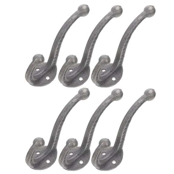 Simple Style Grey Iron Hooks for Storage 6Pcs Practical Sundries Organizer in Various Rooms