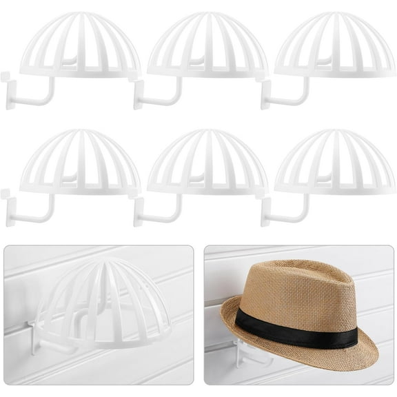 6 Pcs Hat Stand for Slatwall Displayer Plastic Hat Rack Wall Mount Wig Rack Stand Holder for Wig Home Display Multiple Hat Retail(Black)