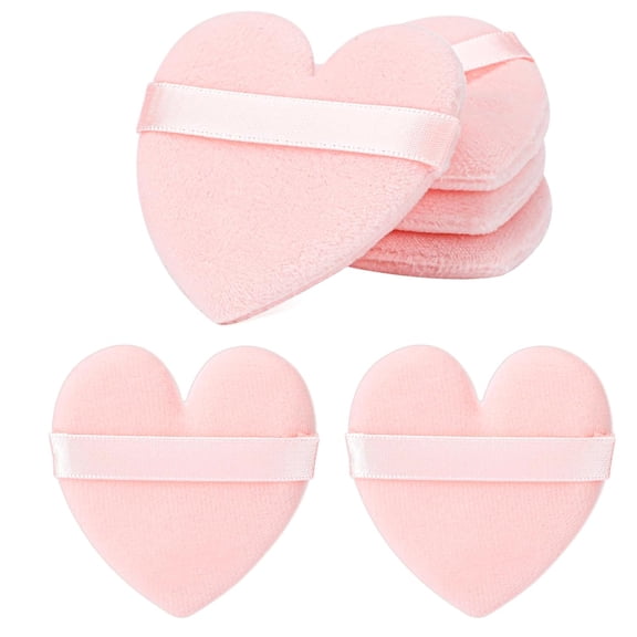 6 Pcs Heart Powder Puff Face - Pink Heart Shape Makeup Puff Setting Powder