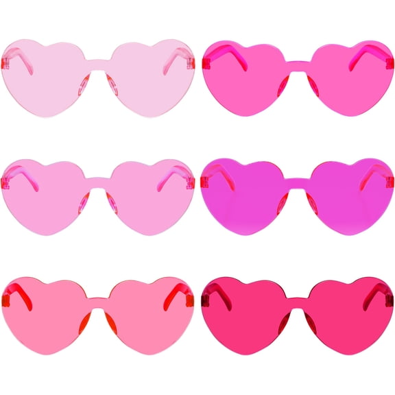 6 Pcs Heart Shape Sunglasses Frameless Transparent Glasses Party Favors for Women