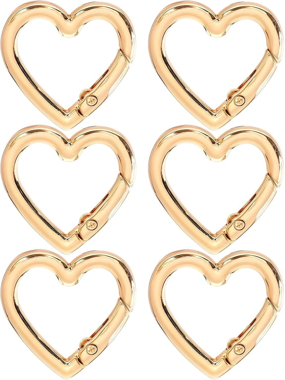 6 Pcs Heart Shaped Key Ring, Heart Shaped Keychain Clip Metal Key Ring for DIY Crafts Spring Snap Clasp Hook for Jewelry Making Handbag Accessories Bagpack Pursh(Silver)