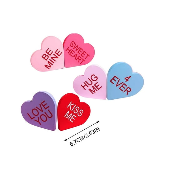 6 Pcs Heart Shaped Valentine's Day Decorations Sweet Color Valentines Wooden Ornaments Love Letter Ornaments Holiday Decor for Table Candlelight Dinner