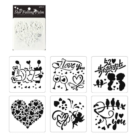 6 Pcs Heart Stencils Hollow Out Template Drawing Stencils Craft Supplies