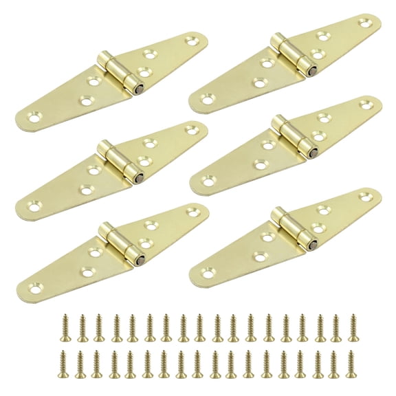 6 Pcs Heavy Duty Silver Strap Hinges, 2 Inch Shed Hinges Cabinet Latch Door Hinge Gate Hinge with Mounting Screws
