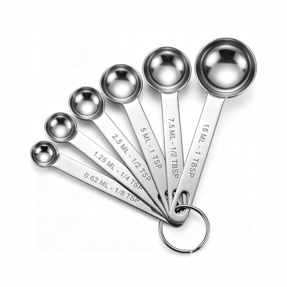 6 Pcs Heavy Duty Stainless Steel Measuring Spoons Set, Nesting Metal Tablespoon & Teaspoon Scoops, Accurate Measuring Utensils for Dry & Liquid Ingredients, Ideal for Coffee, Baking, Cooking & Spices