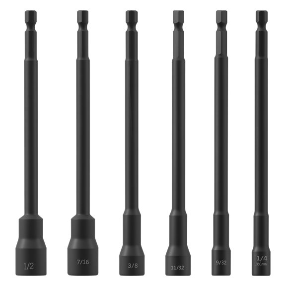 6 Pcs Hex Nut Driver Drill Bit with 1/4inch Hex Shank and Magnetic Tip CR-V Steel Bolt Socket 150mm Length for Power Drills