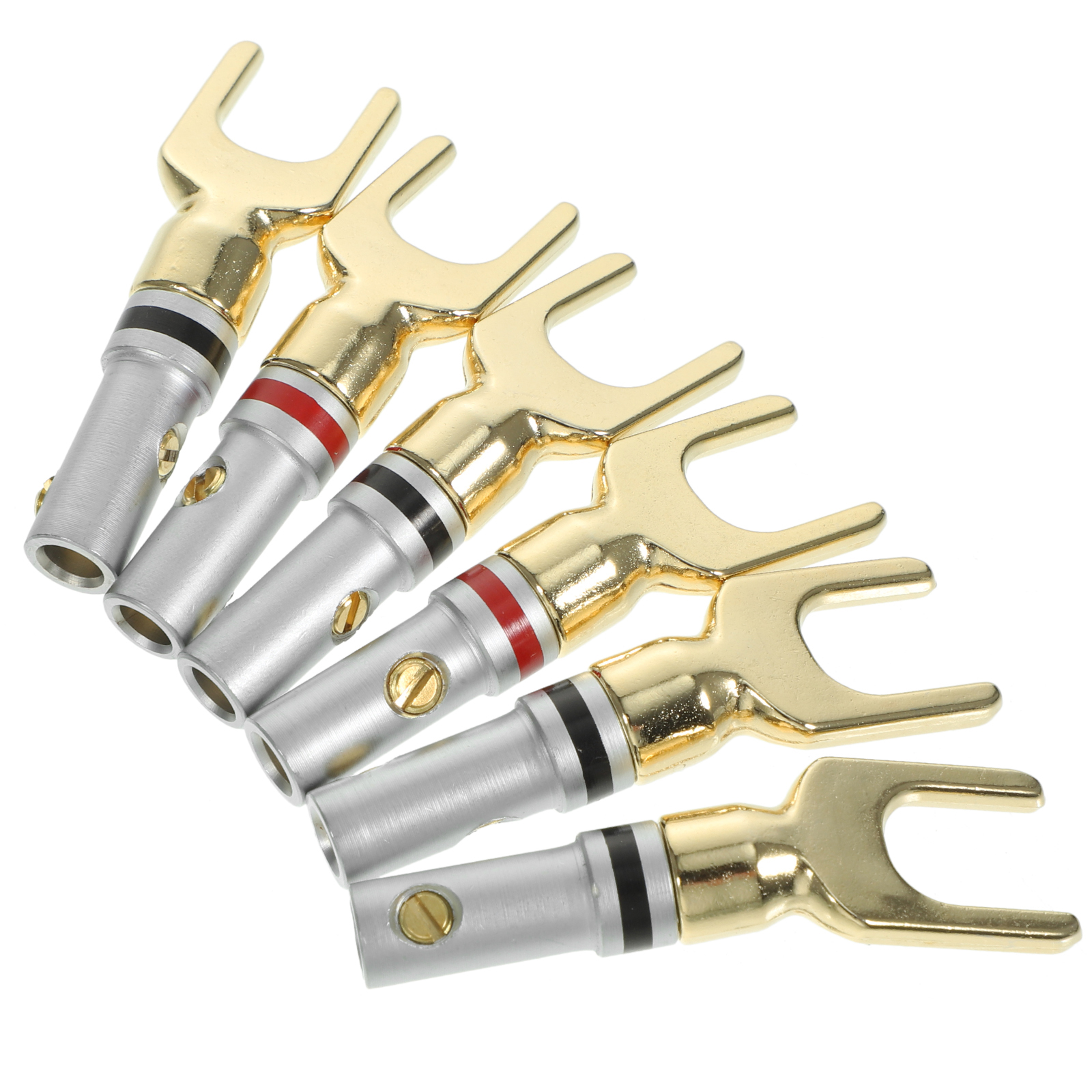6 Pcs HiFi Speaker Cable Connector Speakers Spade Connectors Adapter Goldplated Audio Plug