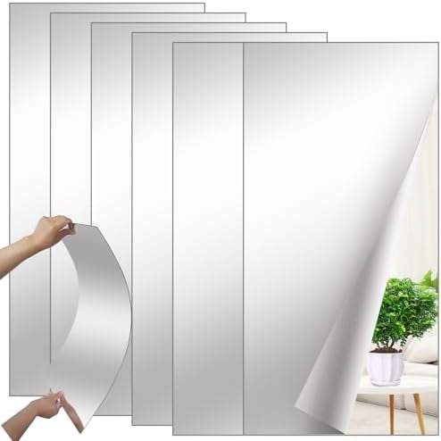 6 Pcs Home Gym Mirrors 12" x 24" Self Adhesive Large Shatterproof Frameless Wall Mounted Mirror 2 mm Thick Acrylic Door Closet Mirror for Workout Bedroom Decor Supplies$$Electronics Accessories