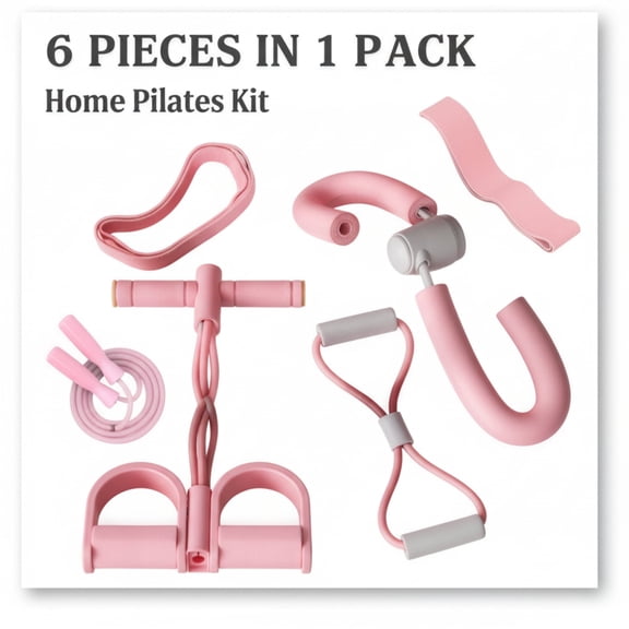 6 Pcs Home Pilates Kit with Resistance Bands Pedal Puller Resistance Band Set for Women Weight Loss Leg Training Workout Equipment Gym Exercise Equipment Beginners Yoga