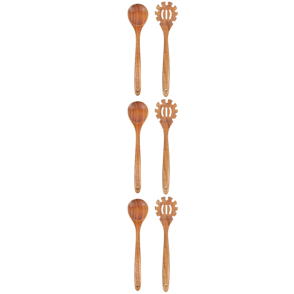 6 Pcs  Household Wooden Spoon Heat-resistant Wood Spoon Cooking Spoon Long Handle Wood Spoon