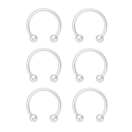 6 Pcs Hypoallergenic Clear Nose Rings, 16G Bioflex Septum Rings, Clear Piercing Retainers for Surgery, Body Piercing Jewelry for Women Girls Men, Lip Cartilage Tragus Earring Retainer, 10/12/14mm