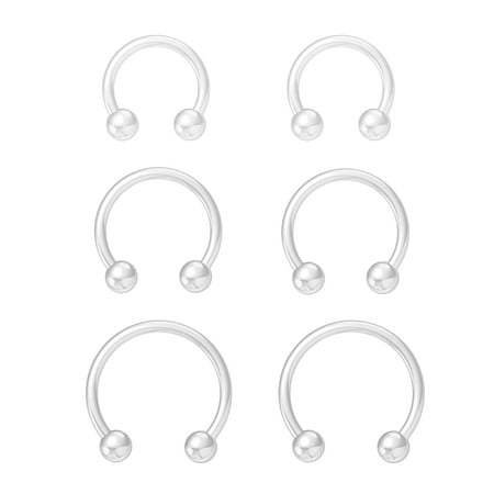 6 Pcs Hypoallergenic Clear Nose Rings, 16G Bioflex Septum Rings, Clear Piercing Retainers for Surgery, Body Piercing Jewelry for Women Girls Men, Lip Cartilage Tragus Earring Retainer, 10/12/14mm