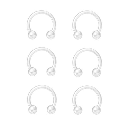 6 Pcs Hypoallergenic Clear Nose Rings, 16G Bioflex Septum Rings, Clear Piercing Retainers for Surgery, Body Piercing Jewelry for Women Girls Men, Lip Cartilage Tragus Earring Retainer, 10/12/14mm