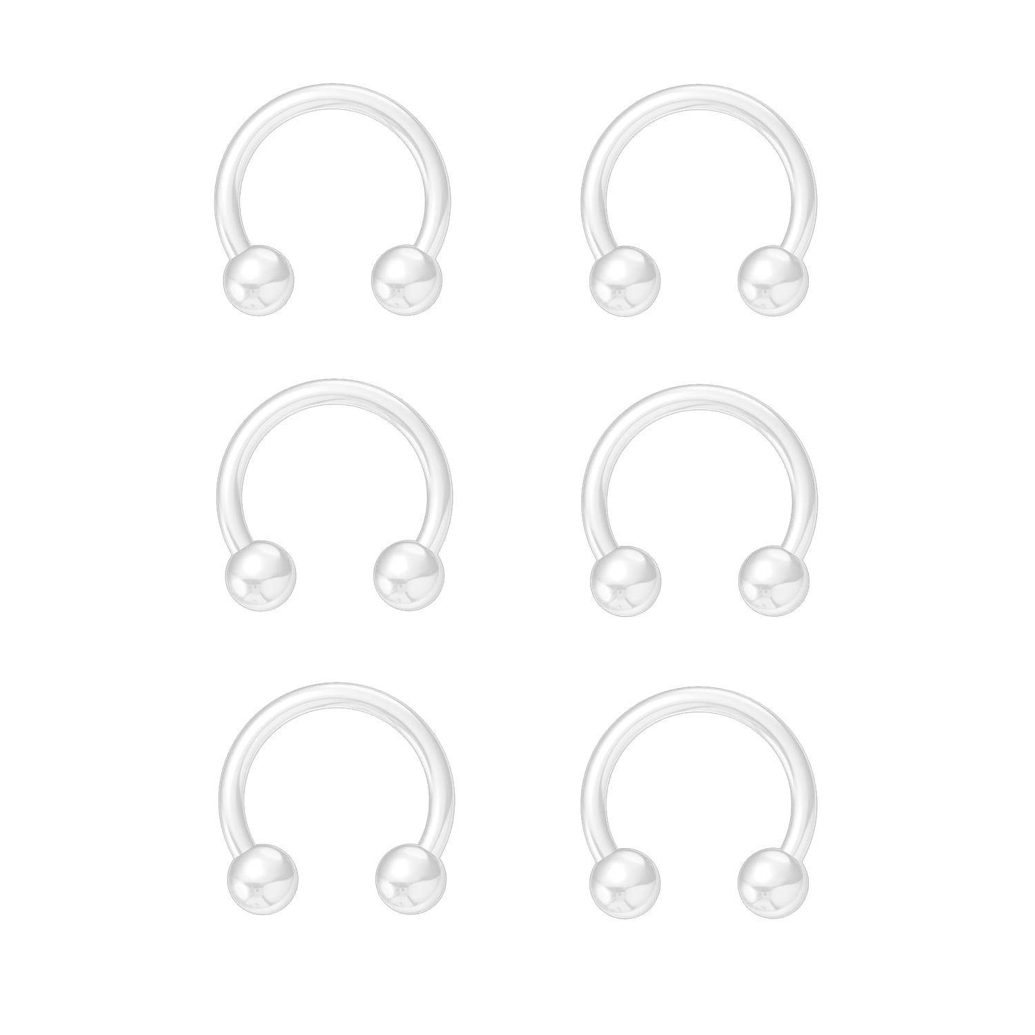 6 Pcs Hypoallergenic Clear Nose Rings, 16G Bioflex Septum Rings, Clear ...