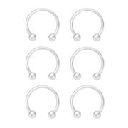 AJ DEFIRO 6 Pcs Hypoallergenic Clear Nose Rings, 16G Bioflex Septum Rings, Clear Piercing Retainers for Surgery, Body Piercing Jewelry for Women Girls Men, Lip Cartilage Tragus Earring Retainer, 10/12/14mm