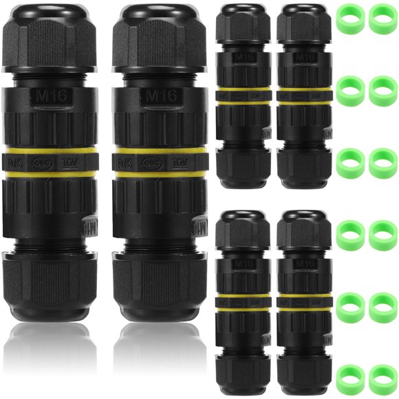 6 Pcs IP68 Waterproof Junction Box Outdoor Cable Connector 2 Way 3 Pin Electrical Cable Connector for Indoor and Outdoor Use