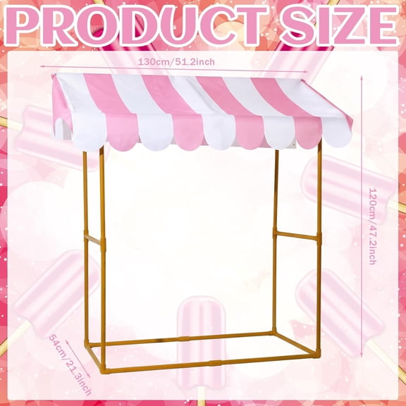6 Pcs Ice Bar Stand Kit with Roof Banner and Skirt for Outdoor Party Decor Photo Props