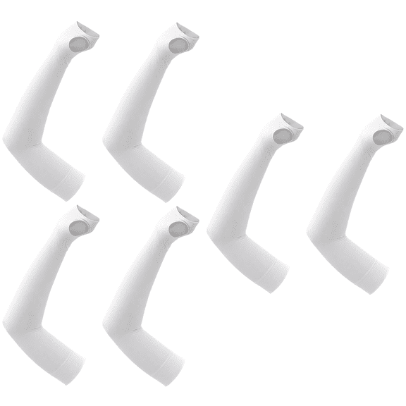 6 Pcs Ice Silk Sun Protection Arm Sleeves, Thumb Hole Design, Soft, Breathable Sport Arm Sleeves, Sun Protection Factor Nylon Compression Sleeve