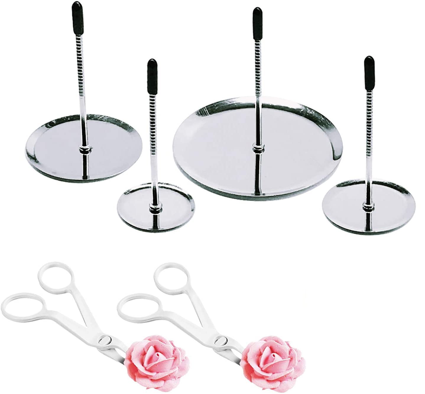 6 Pcs Icing Flower Nail Set, Cake Decoration 4 Size Icing Flower Nail