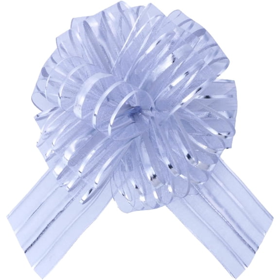 6 Pcs Inch Silver Organza Pull Bow Christmas Bows,Christmas Bows for Gift Wrapping,Perfect Wedding Decoration, Wrapping Baskets, Car Bows, Birthday Parties, and Valentine's Day