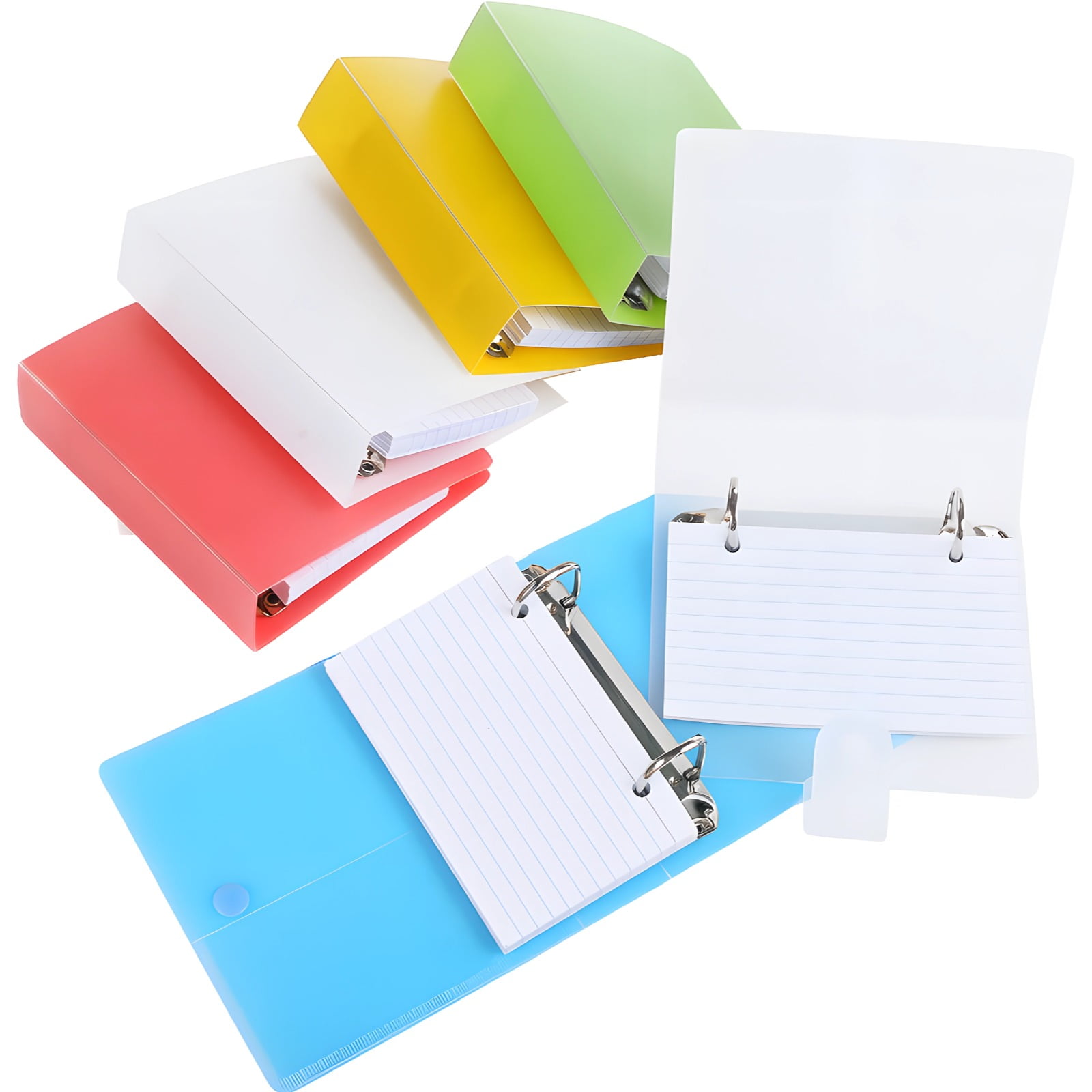 6 PCS Note Card Binder, Assorted Color Card Holder with 50 Pages Lined  Sheets, Card Organizer Notebook, Writable Note Cards with Plastic Cover for  ...