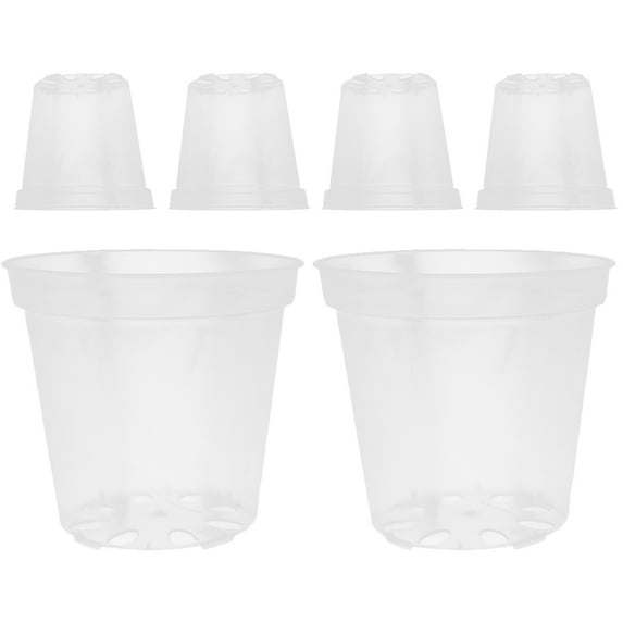 6 Pcs Indoor Plant Pots Clear Flower for 12 Inch Orchid Planter Transparent 10cm