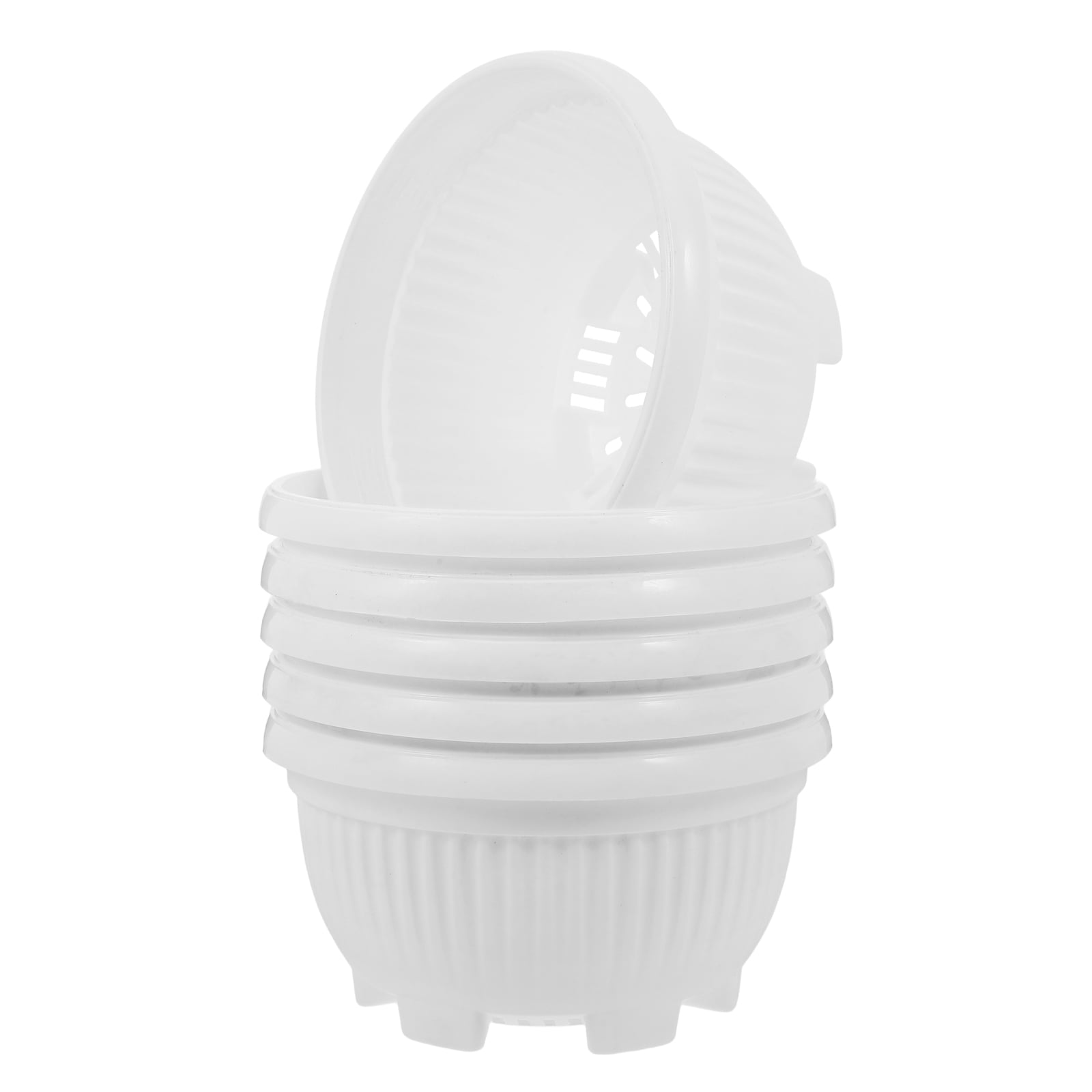 Set of 6 Large Indoor Planter Pots with Bolt Design, White Conch Style ...