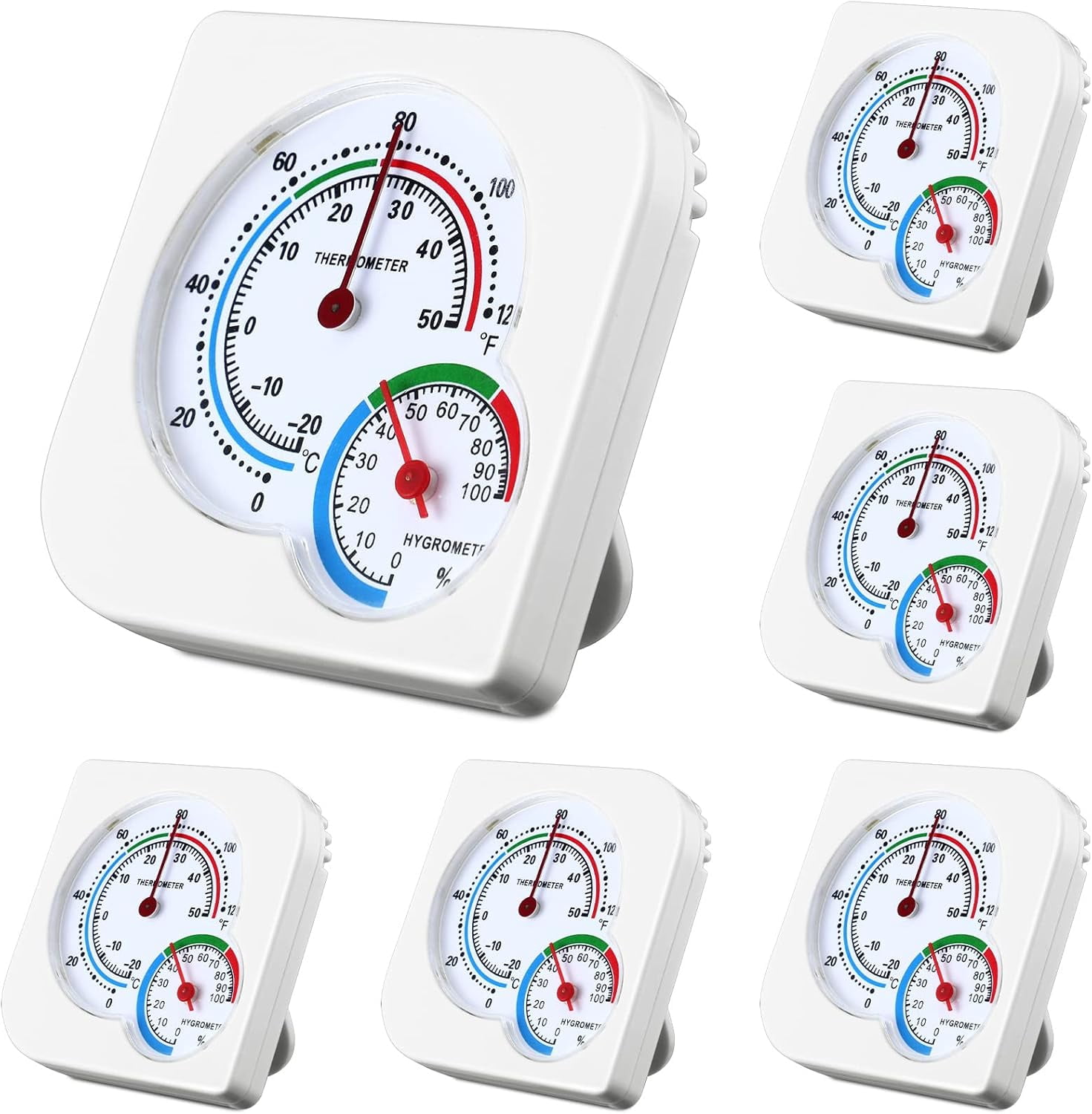 6 Pcs Indoor Thermometer and Humidity Gauge Indoor Mini Thermometer Hygrometer Temperature Humidity Meter Temperature and Monitor with Pointers for Home, Kitchen, Planting Room