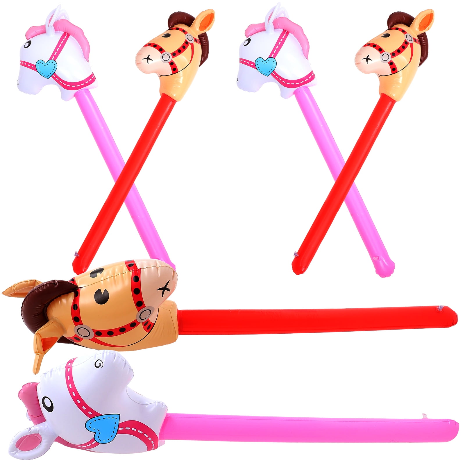 6 Pcs Inflatable Horse Head Stick Sports Party Toy Props Child Toys
