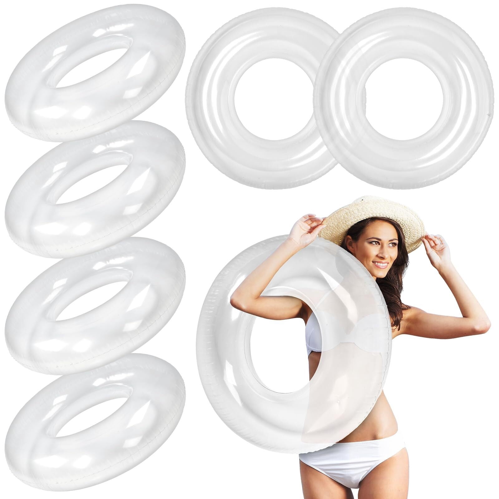 6 Pcs Inflatable Pool Floats 28 Inches Swim Tube Bulk for Adults ...