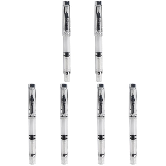 FELTECHELECTR Portable Calligraphy Ink Pen Silver for Schools and Homes 6Pcs