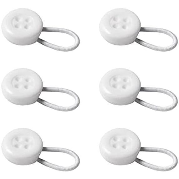 6 Pcs Invisible Waist Extender Button,Elastic Extender Buttons,Spring Waistband Adjustment Button,Flexible Collar Neck Extenders,No-Sew Extend Buttons for Dress Shirts Pants Trouser (White)