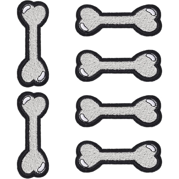 6 Pcs Iron On Patches Dog Bone Shapes Sew On Patches Comfortable DIY Sew Applique Repair Patches For Jackets Jeans Bag Shoes T Shirt Hat