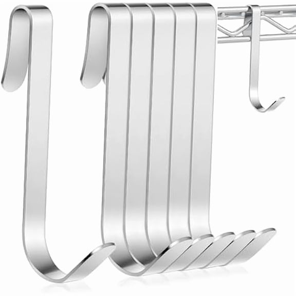 6 Pcs J Hook for Wire Shelving 3.6 Inch Large Heavy Duty Metal Shelf Hooks for Wire Shelves Racks Closet Shelving Accessories - Heavy Duty Wall Hangers Without Nails Self-Adhesive Trace