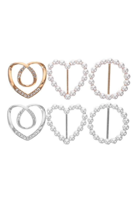 6 Pcs Japanese Button Rhinestones Scarf Clip Sweater Shawl Clips Pearls Scarf Clasp Rhinestone Blouse Clasp Miss