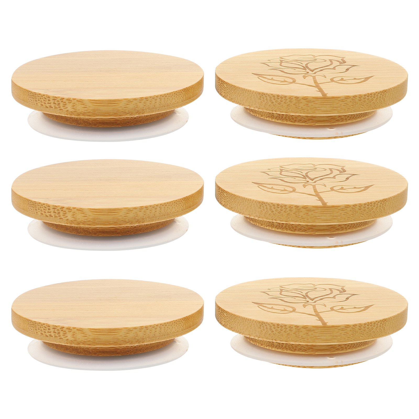 6 Pcs Jar with Wooden Lid Mason Kerr Canning Lids Pudding Bamboo Glass