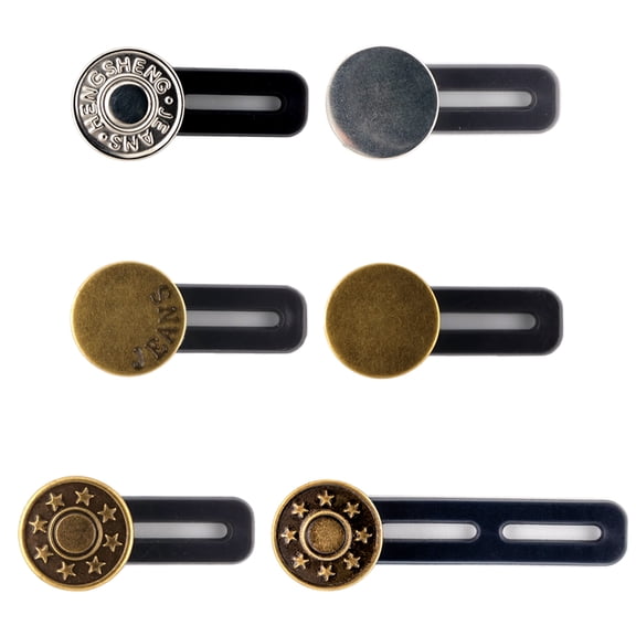 6 Pcs Jeans Button Extender Set - Flexible Waist Extenders - Instant Waistband Expansion for Men and Women - by Mobi Lock