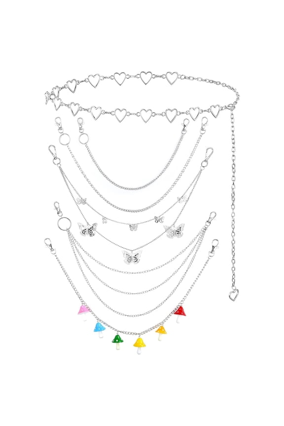 6 Pcs Jeans Chain Belt Waist Pocket Pants Chains Y2k Belt Punk Accessories Body Belly Goth Chain for Women Men