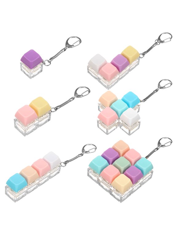 6 Pcs Key Board Keychain,Multiple Macaron Colors Stress Relief Keychain for Home Office