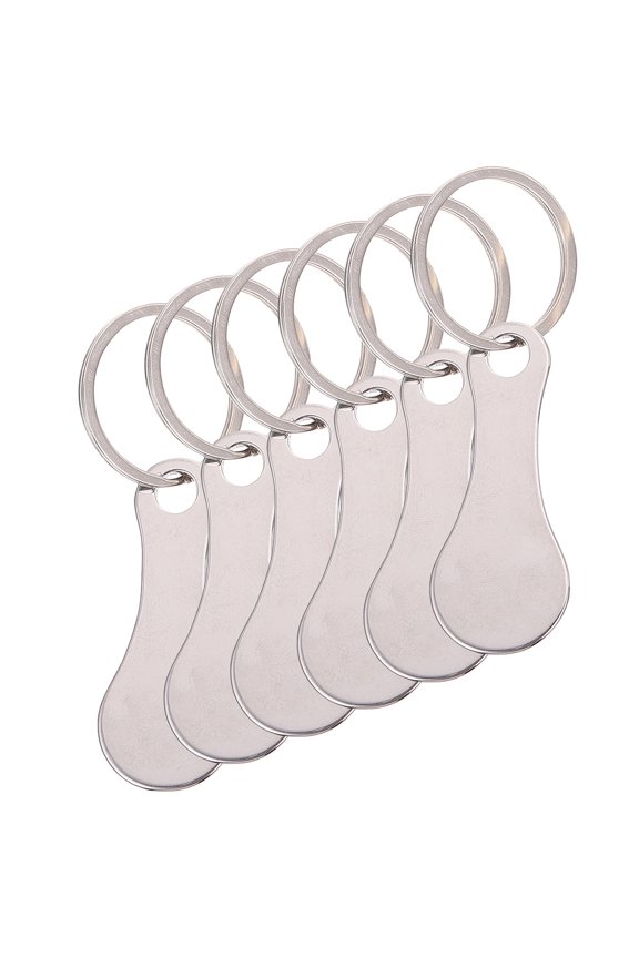 6 Pcs Key Ring Grocery Shops Trolley Token Pendant Shopping Tokens Cart Metal Keychain for Change