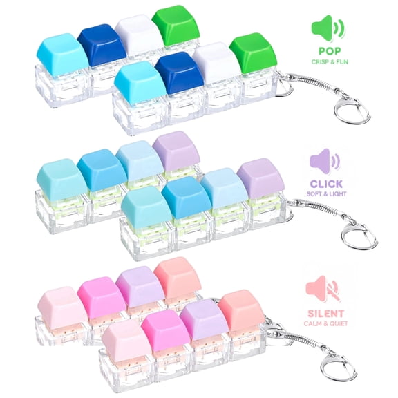 6 Pcs Keyboard Fidget Toy in Gift Box—Clicky, Creamy & Silent Stress Relief Clicker Keychain, Sensory Decompression Toy for Kids & Adults