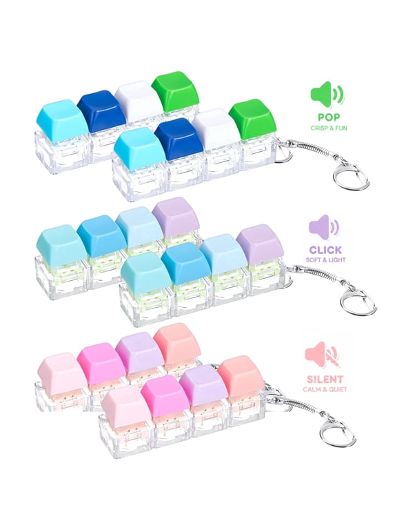 6 Pcs Keyboard Fidget Toy in Gift Box—Clicky, Creamy & Silent Stress Relief Clicker Keychain, Sensory Decompression Toy for Kids & Adults