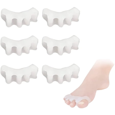 6 Pcs Kid Toe Separator for Children (3-6 Years Old),Silicone Corrector for Kids Toe Straightener Foot Stretcher Big Toe spacers Toe spreaders (Color : White)