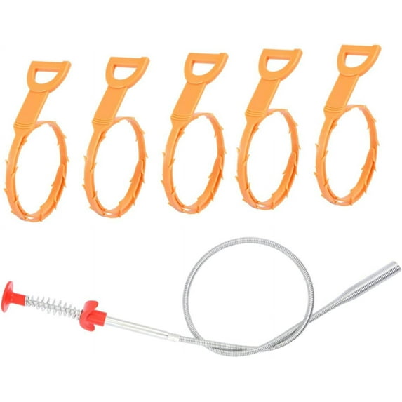 6 Pcs Kitchen Plumbing Cleaning Tools Toliet Bowl Cleaner Bathtub Cleaner Clog Remover Tool Clogged Toilet Clip Bendable Drain Remover Flexible Grabber Tool Home Cleaner Supplies