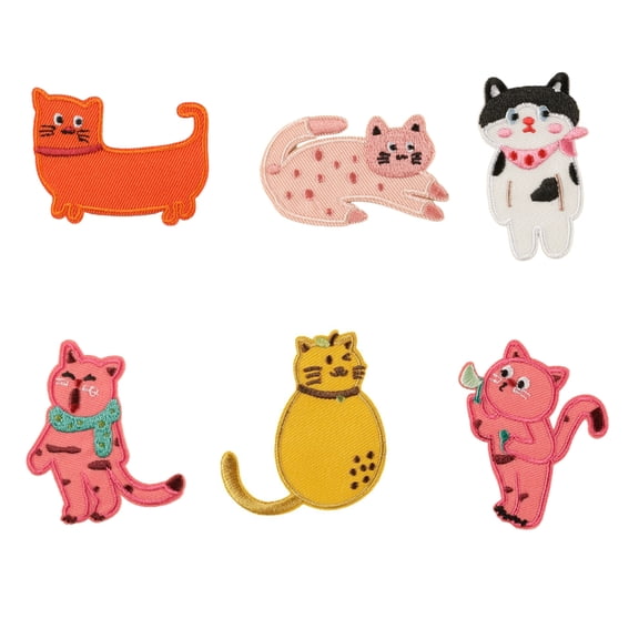 6 Pcs Kitten Iron on Patches Sew on Applique Patches Cats Embroidery Patches