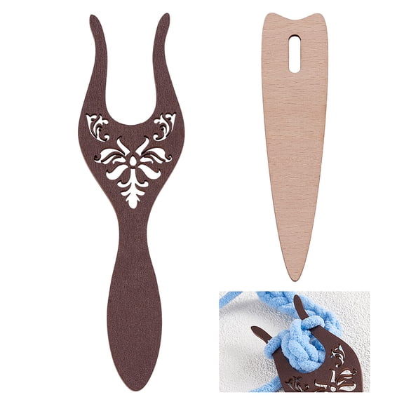 6 Pcs Knitting Fork Set Lucet Fork Big Eye Weaving Needles Kit Wooden Weaving Tools for Handmade Bracelet Necklace Cordmaking DIY Crafts Projects