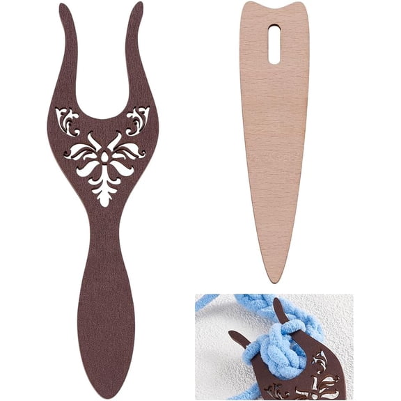 6 Pcs Knitting Fork Set Lucet Fork Big Eye Weaving Needles Kit Wooden Weaving Tools