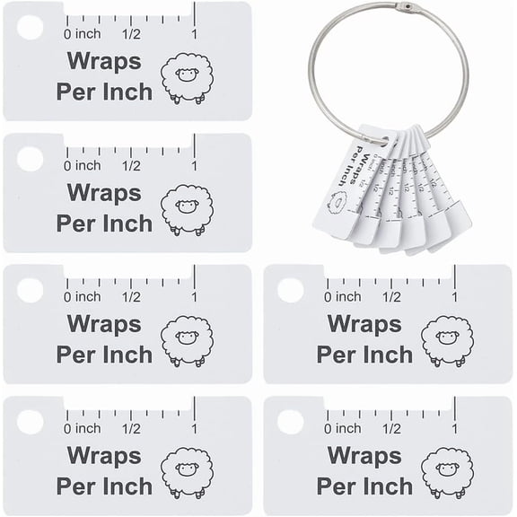 6 Pcs Knitting Gauge Rulers Rectangle Plastic Knitting Needle Gauge with Binder hinged Rings Crochet Gauge Tools Crochet Hook for Spinners Yarn Measuring Tools Crochet Accessories White